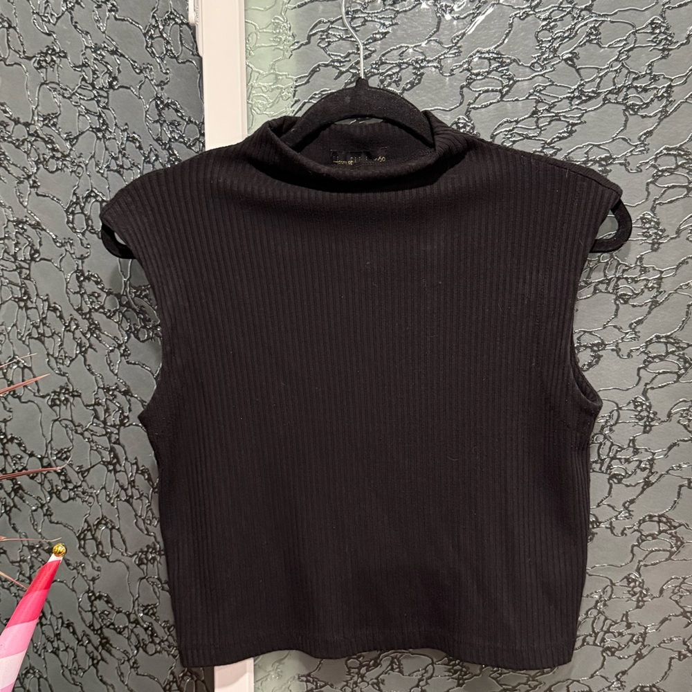 House of Harlow 1960 Black Ribbed Tank Top